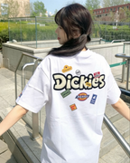 DICKIES 嚊哈塗鴉貼紙 美式 寬鬆 圓領 短袖 短Tee 上衣 藏青 黑色 白色