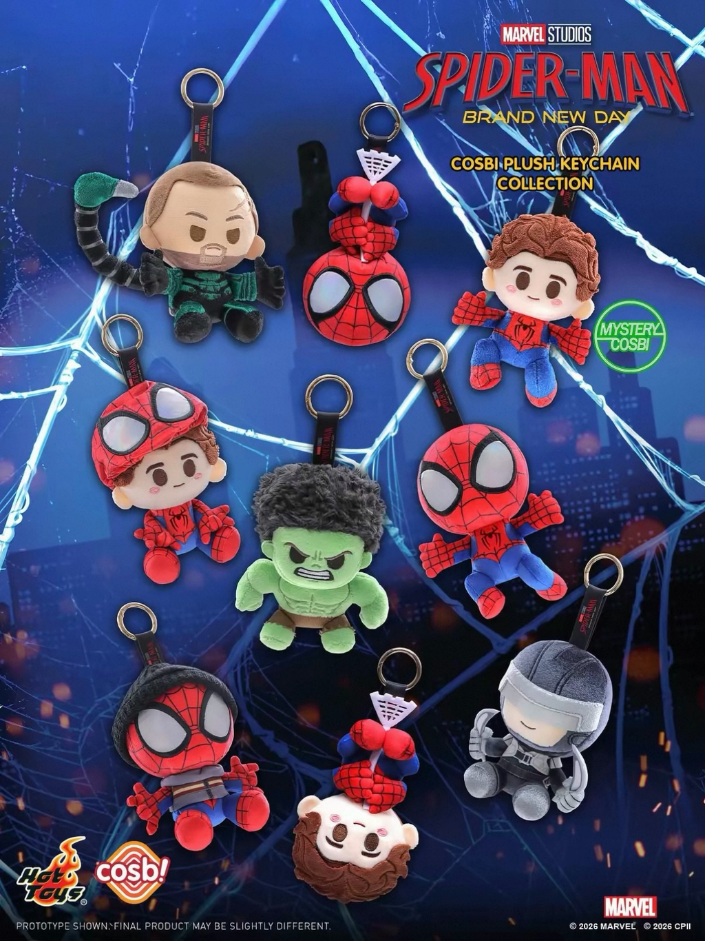 正版授權HotToys x Marvel 蜘蛛人 重生日 COSBI毛絨吊飾 盲盒