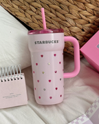 STARBUCKS 星巴克 星動告白系列 不鏽鋼吸管杯 粉色 愛心 禮盒 670ml