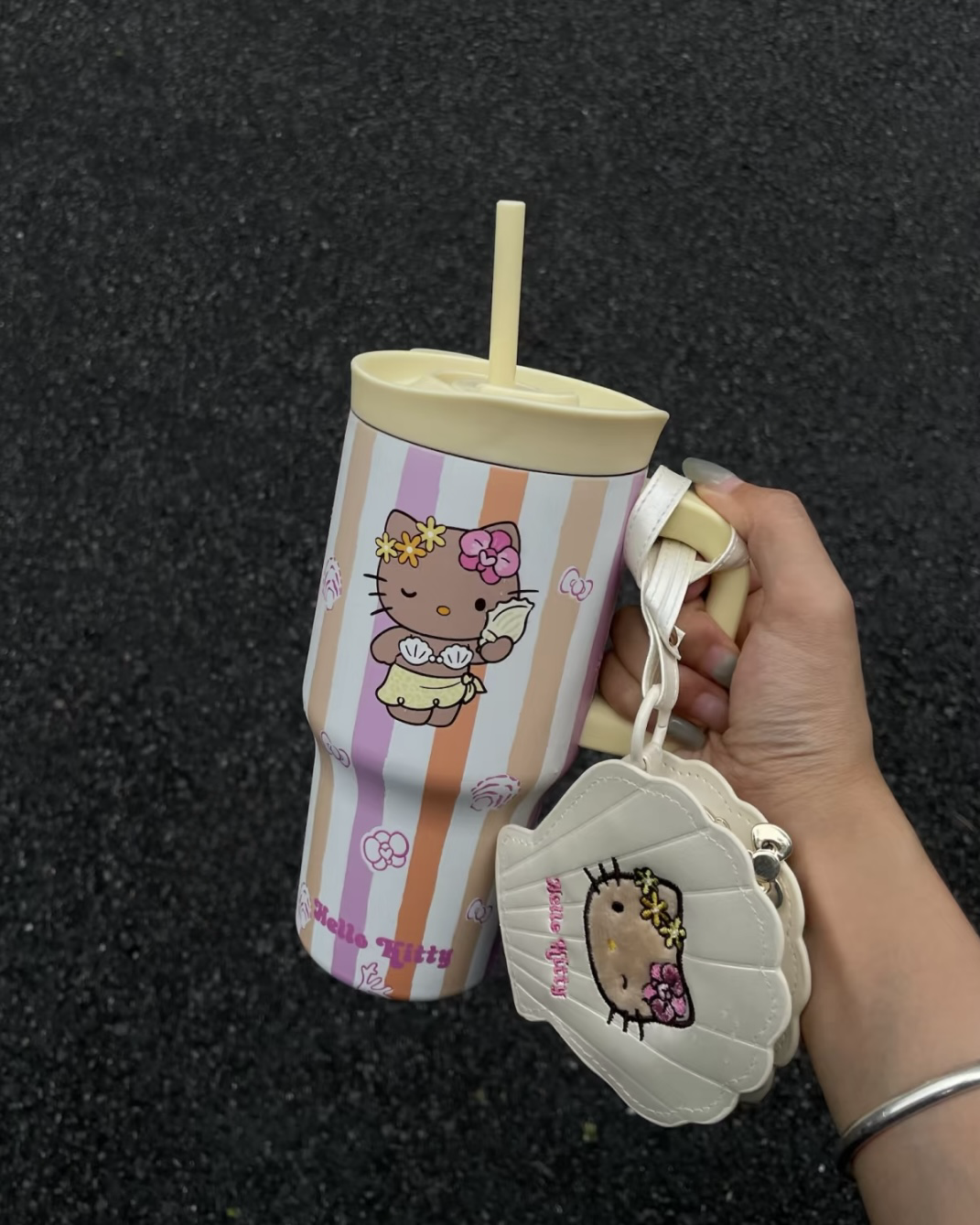 HELLO KITTY x TBH 夏日冒險島系列豹紋黑皮不鏽鋼吸管杯雙飲杯SANRIO三麗鷗共4款