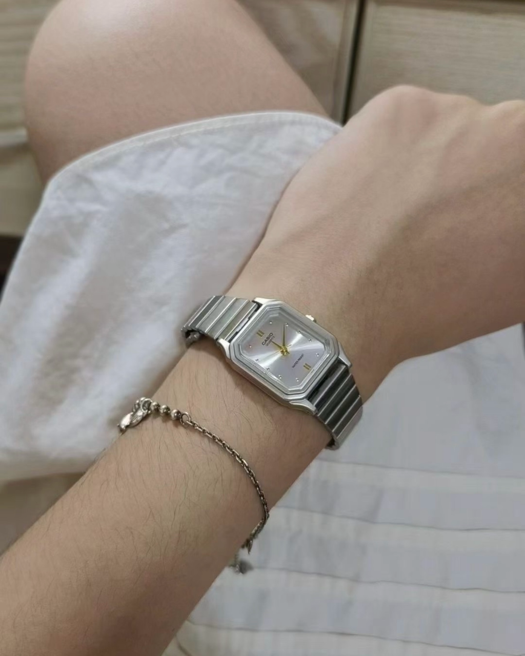 CASIO 卡西歐 VINTAGE系列 不锈鋼小方塊 銀色 復古 石英機芯 女錶
