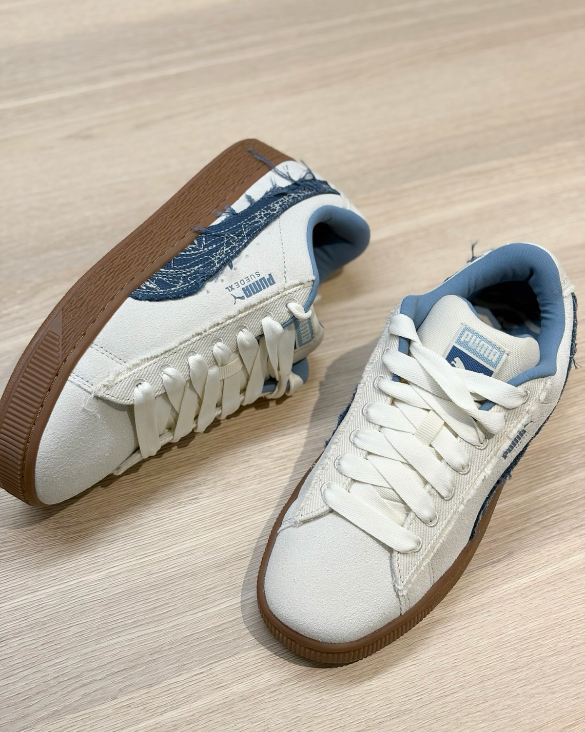 PUMA SUEDE XL 米白 牛仔 鬚邊 焦糖底 板鞋 休閒鞋 女鞋 403228-01