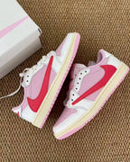 Nike AJ1 x Travis Scott 紅粉倒鉤桃粉色聯名低筒休閒鞋男女鞋 IQ7604-101