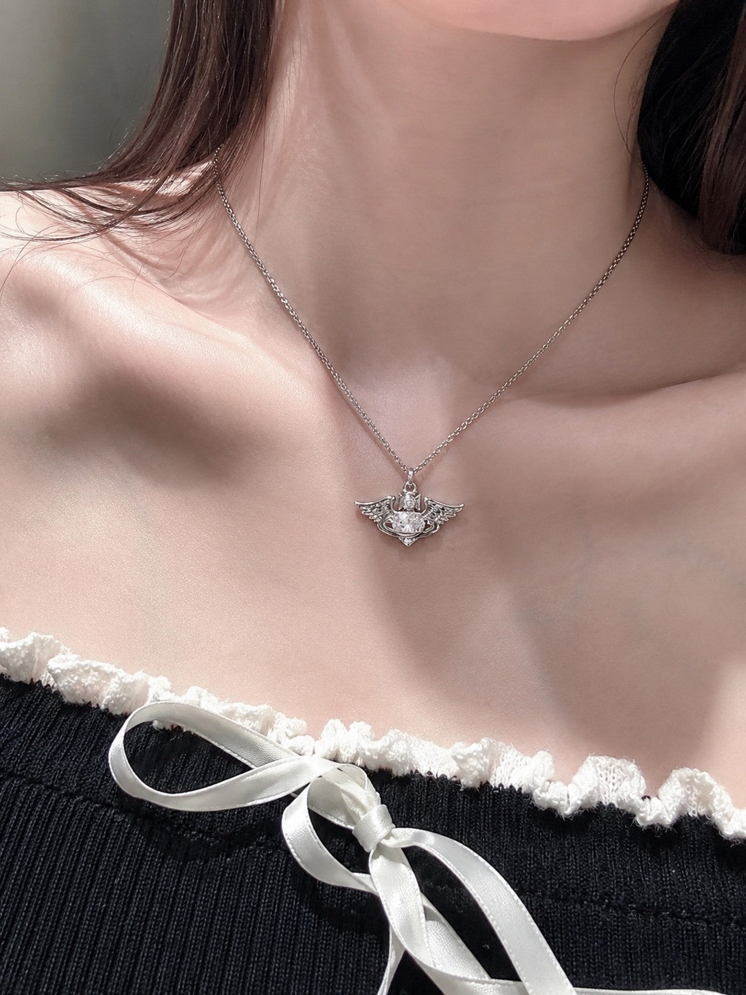 Vivienne Westwood Galena 愛心之翼 翅膀 項鏈 銀色 白鑽 西太后 薇薇安
