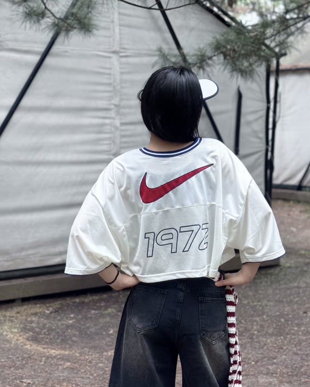 NIKE SPORTSWEAR 1972 透氣網布 V領 撞色 拼接 寬鬆 短袖 上衣