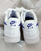 NIKE AIR FORCE 1 '07 皇家藍白 刺繡小勾 碳纖維勾 低筒休閑鞋 男鞋 IV5732-100