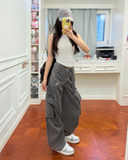 ADIDAS ORIGINALS CURVED TROUSERS 炭灰 闊腿褒 寬鬆 彎刀褒 KH1180