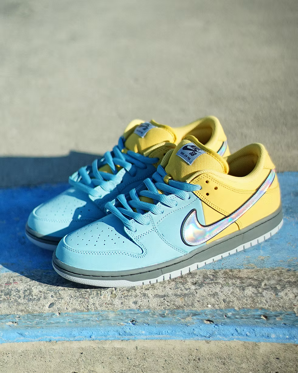 Nike SB Dunk Low Pro 藍黃撞色雷射勾磨砂霧面皮革低筒休閒鞋男鞋 IR1888-700