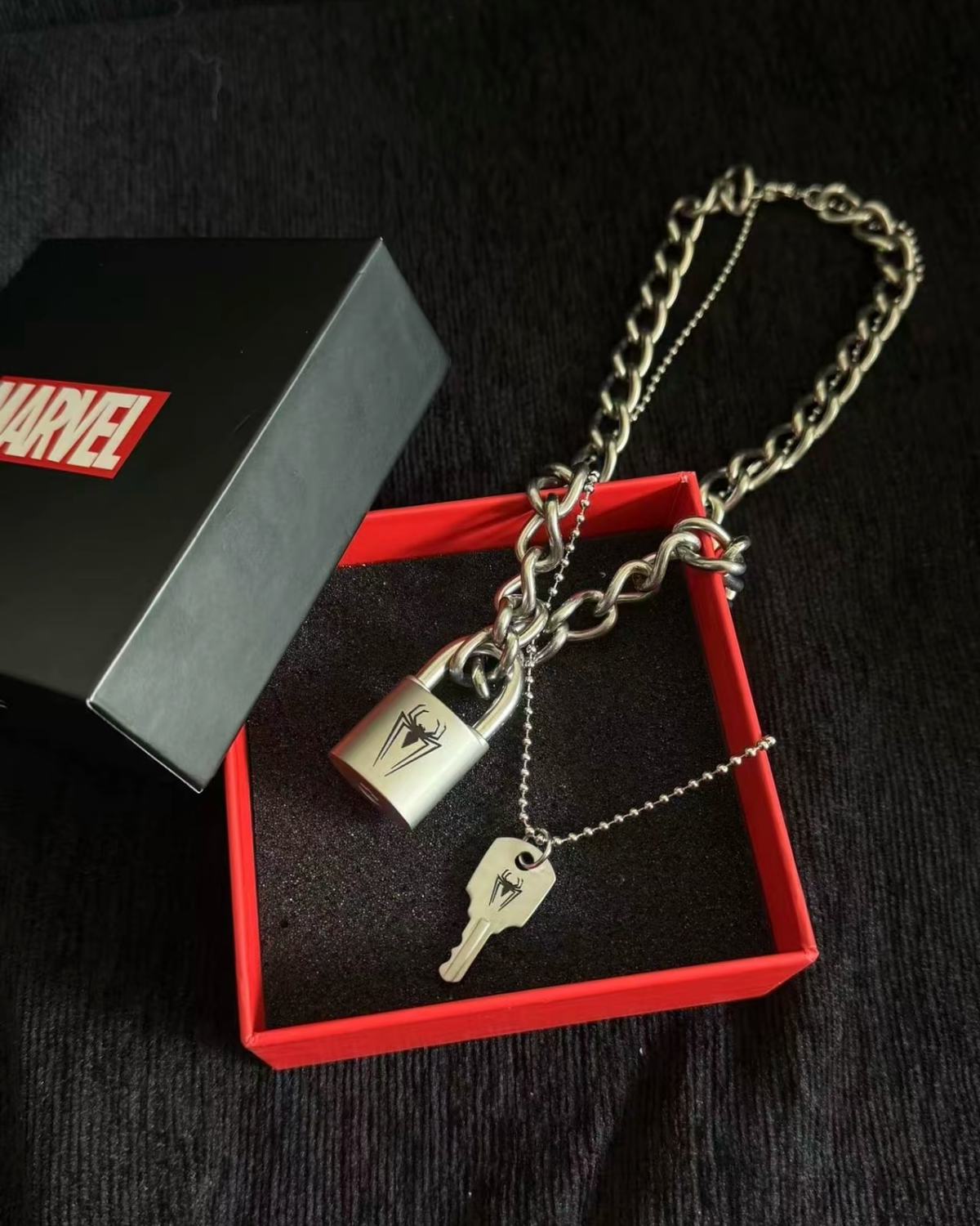 正版授權漫威MARVEL 蟘蛛人 鎖頭&鑰匙 不項鋼項鏈