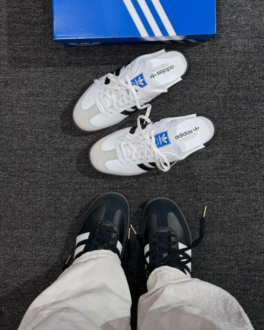 Adidas Samba OG Mule 經典麼皮焦糖底穆勒鞋半拖懶人鞋白色黑色 LB3814 LB3815