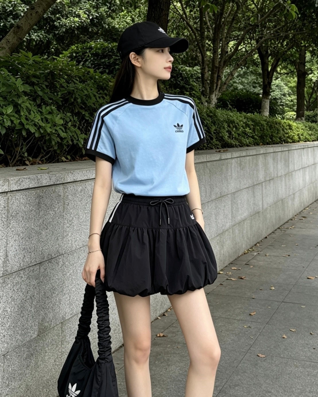 ADIDAS ORIGINALS BUBBLE 泡泡裙蓬蓬裙三線廣鬆黑色KU4773白色KU4774