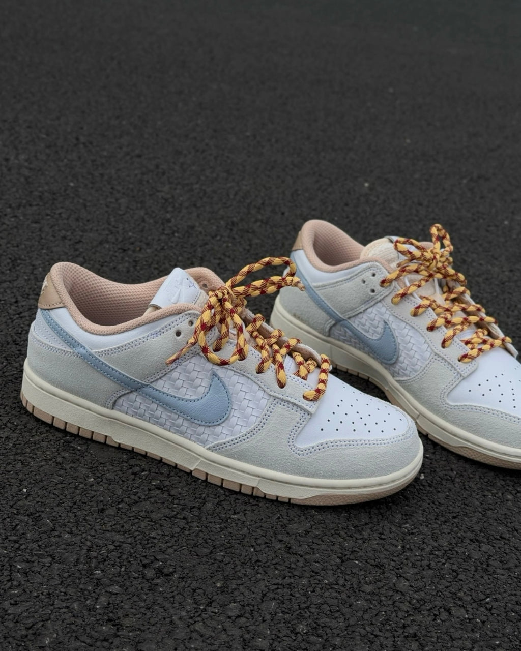 NIKE DUNK LOW RETRO SE STYLE 米白藍 編織 麻皮 皮革 男鞋 IW2016-141