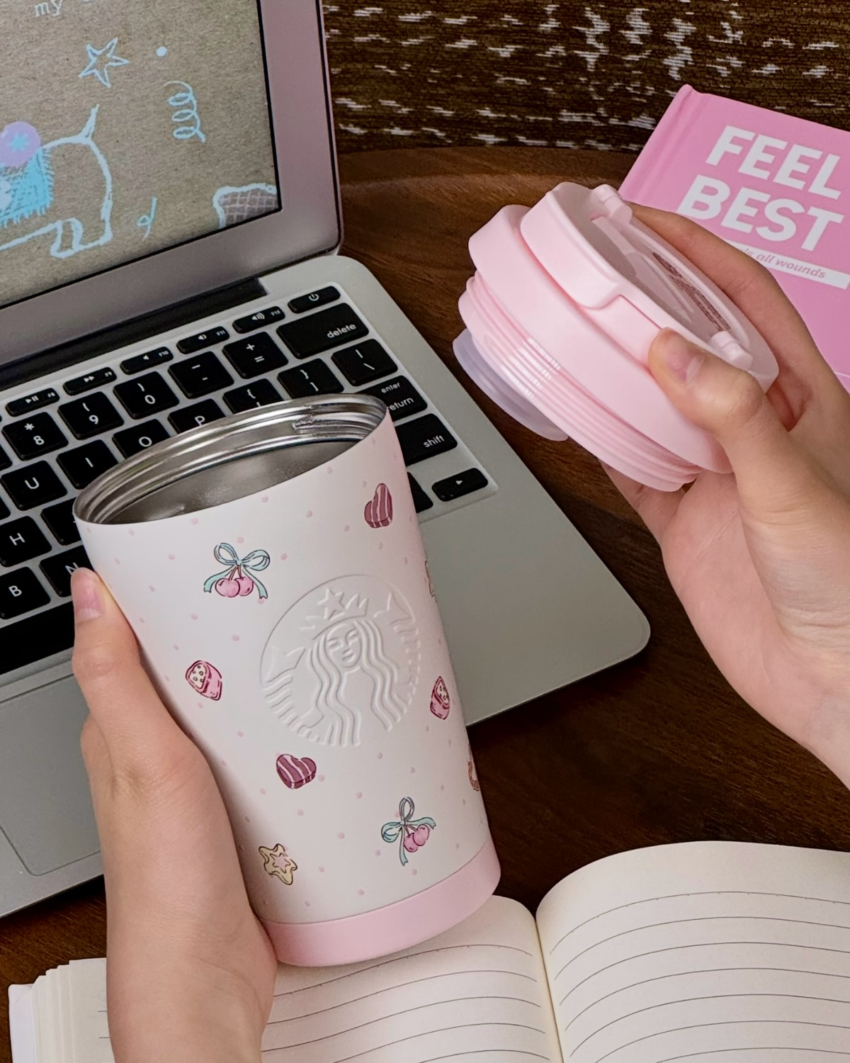 STARBUCKS 星巴克 夏日甜品派對系列 直飲杯禮盒 380ml 附毛絨杯套