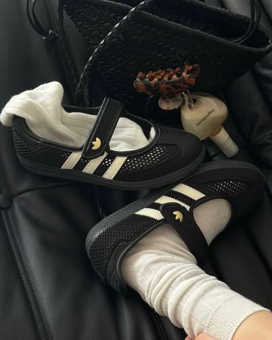 ADIDAS SAMBA JANE 黑白 黑色 網面 透氣 金標 復古 瑪莉珍鞋 女鞋 LA6830