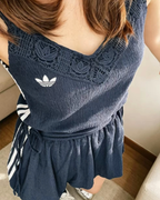 ADIDAS ORIGINALS 南洋風度假風洋裝連身裙吊帶細肩帶 藍色KX0725 白色KX0726