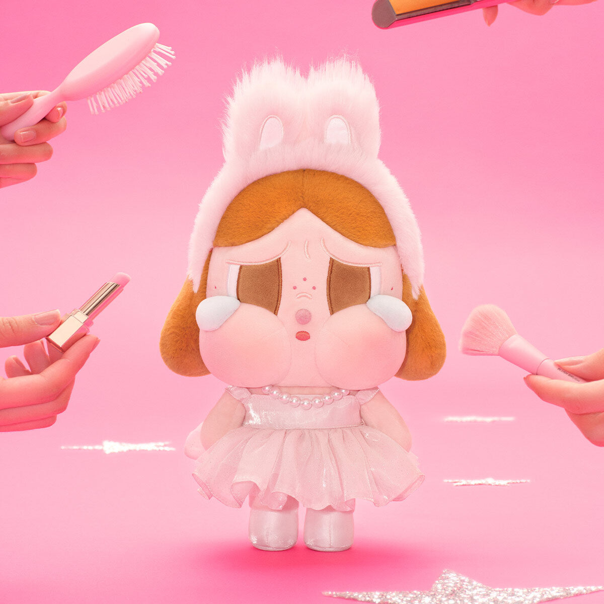 POPMART 泡泡瑪特 CRYBABY SHINY SHINY 系列 毛絨娃娃 粉/黑