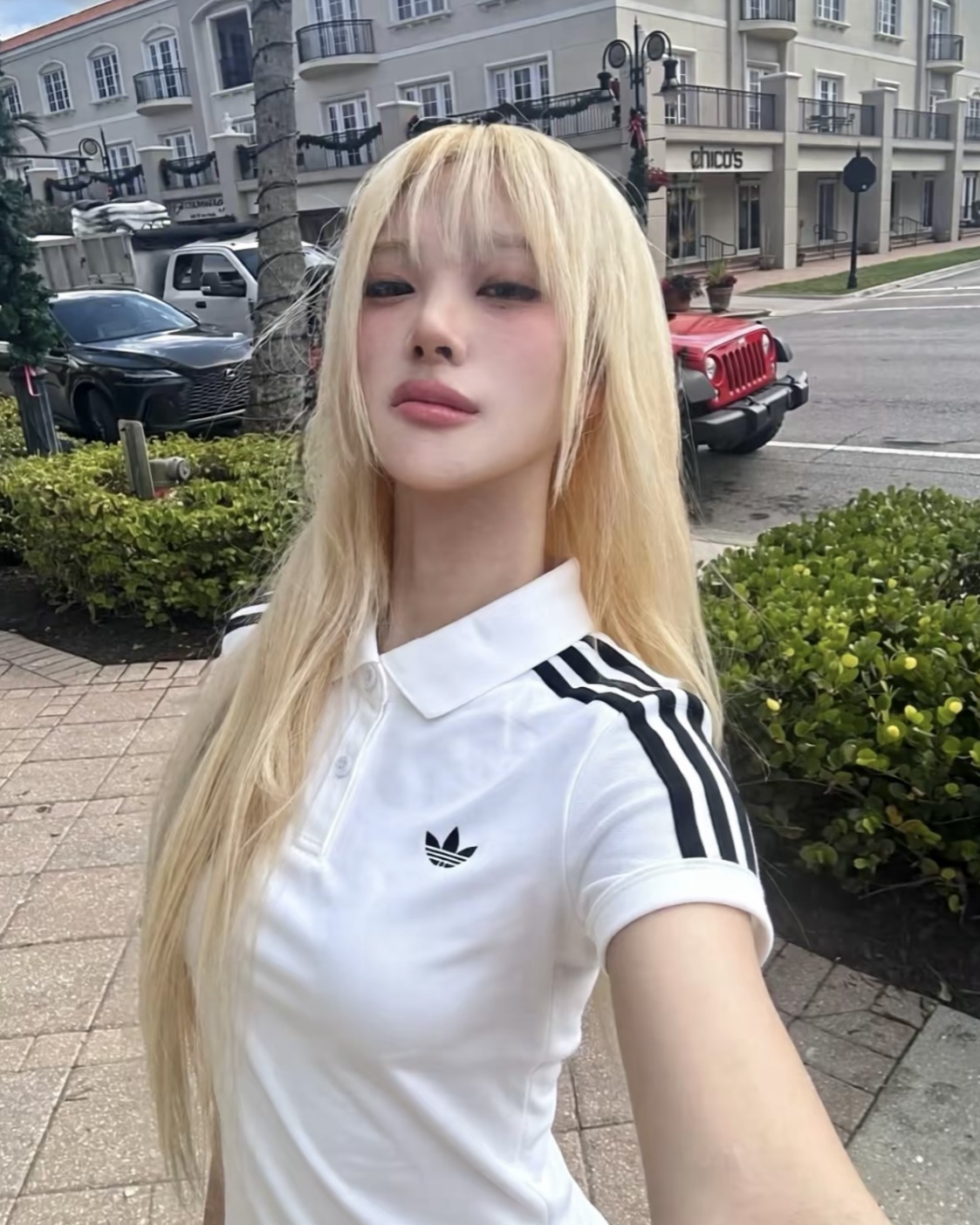 ADIDAS ORIGINALS 白色 POLO衫 三線 修身 短TEE 短袖 上衣 KD3697