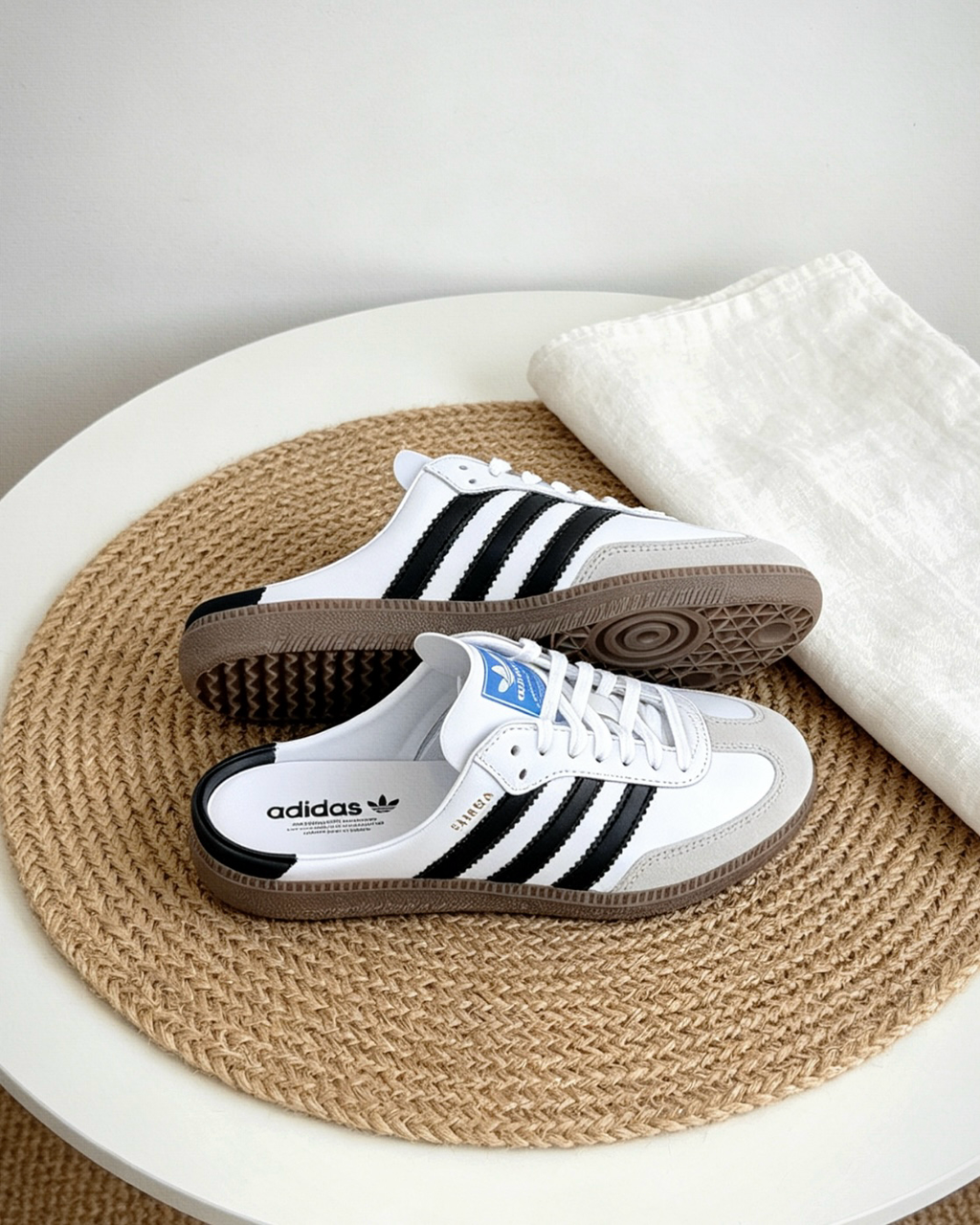 Adidas Samba OG Mule 經典麼皮焦糖底穆勒鞋半拖懶人鞋白色黑色 LB3814 LB3815