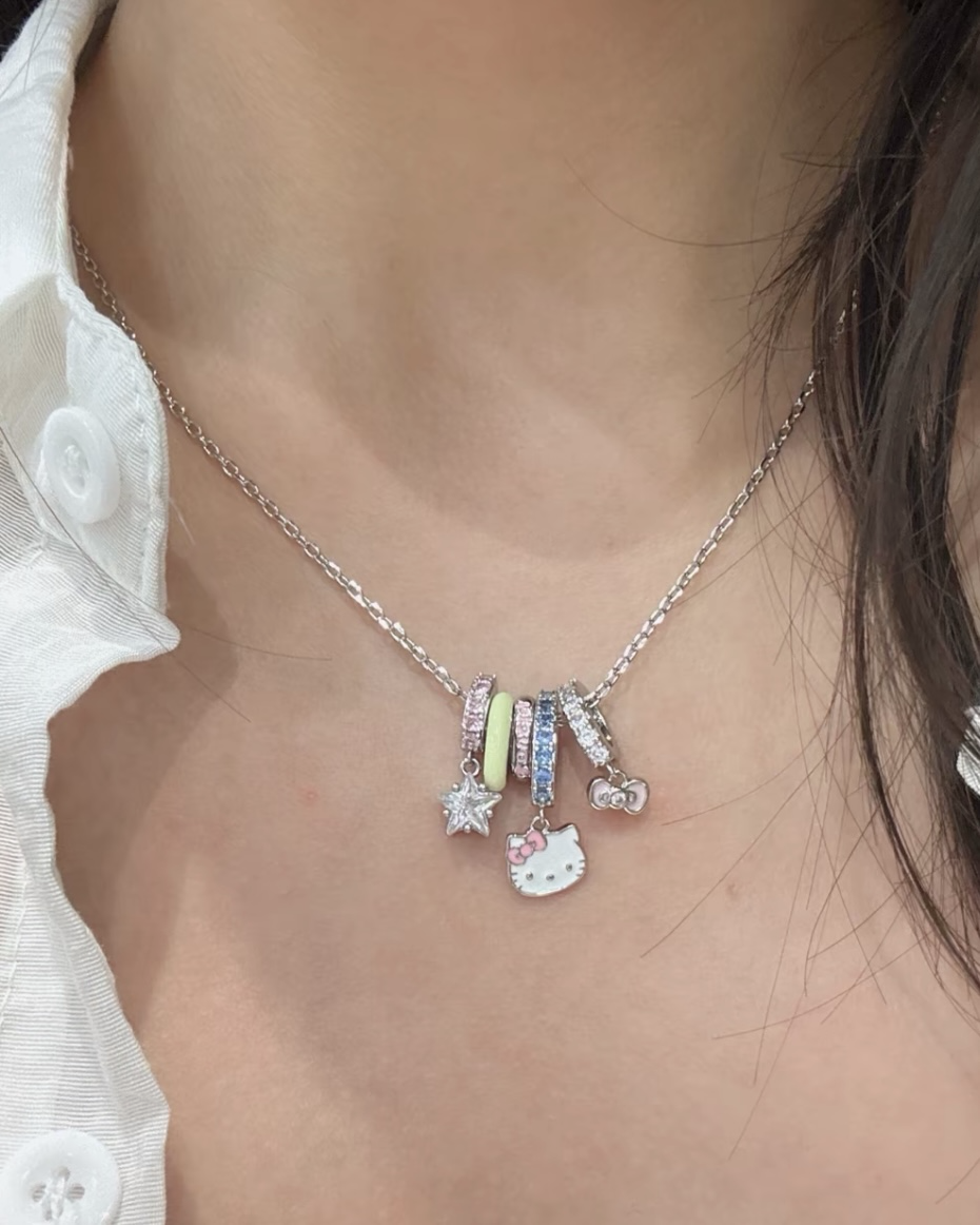 正版授權 SANRIO HELLO KITTY 多巴胺色系 925銀 項鏈 三麗鷗
