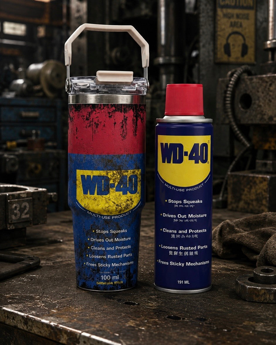 WD-40造型 作舊 手提保溫杯 雙飲杯 不锈鋼 850ml