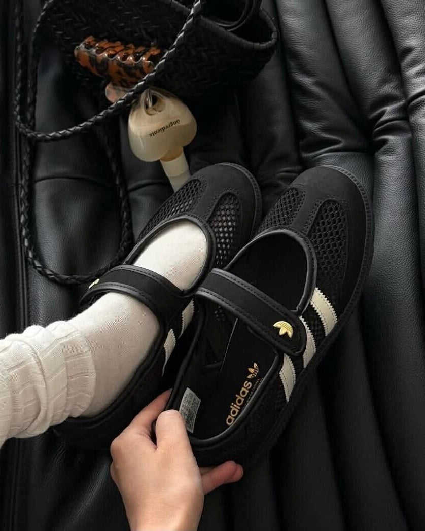 ADIDAS SAMBA JANE 黑白 黑色 網面 透氣 金標 復古 瑪莉珍鞋 女鞋 LA6830
