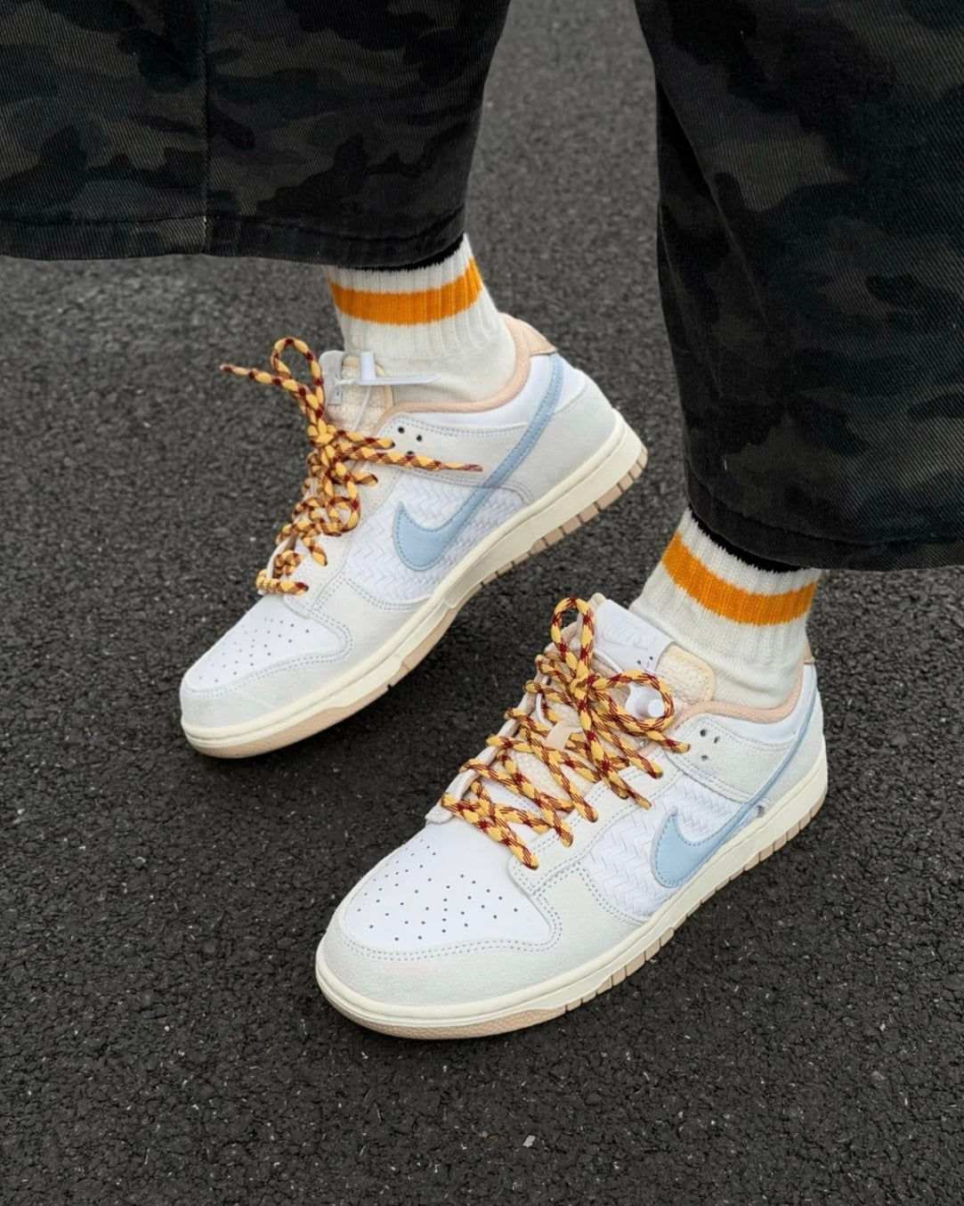 NIKE DUNK LOW RETRO SE STYLE 米白藍 編織 麻皮 皮革 男鞋 IW2016-141
