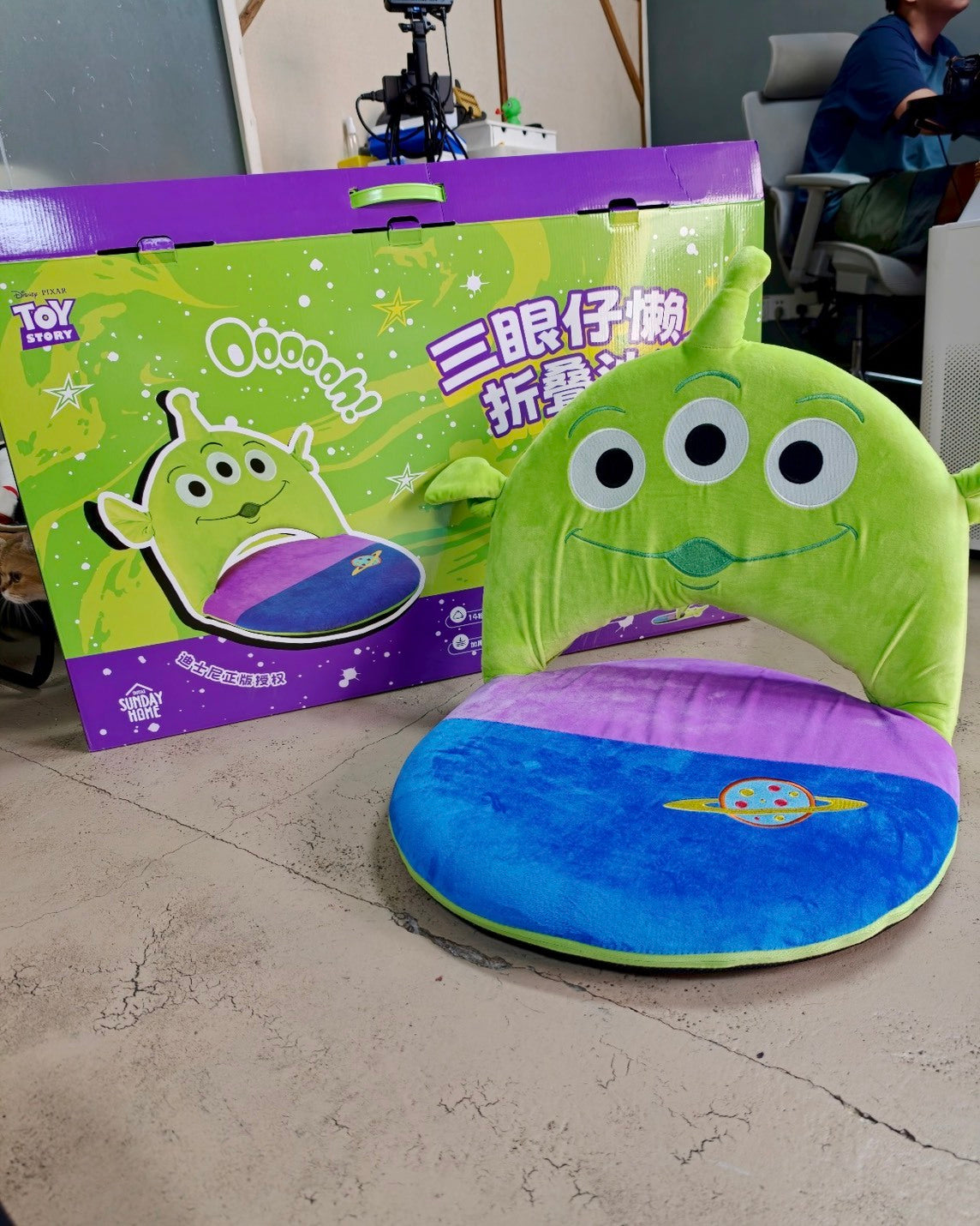 正版授權Toy story 玩具總動員 摺疊坐墊 懶人 三眼怪 抱抱龍 靠背 迪士尼