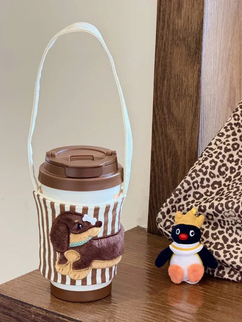 STARBUCKS 星巴克 奶油棕 臘腸狗狗 隨行杯 贈毛絨杯套 380ML
