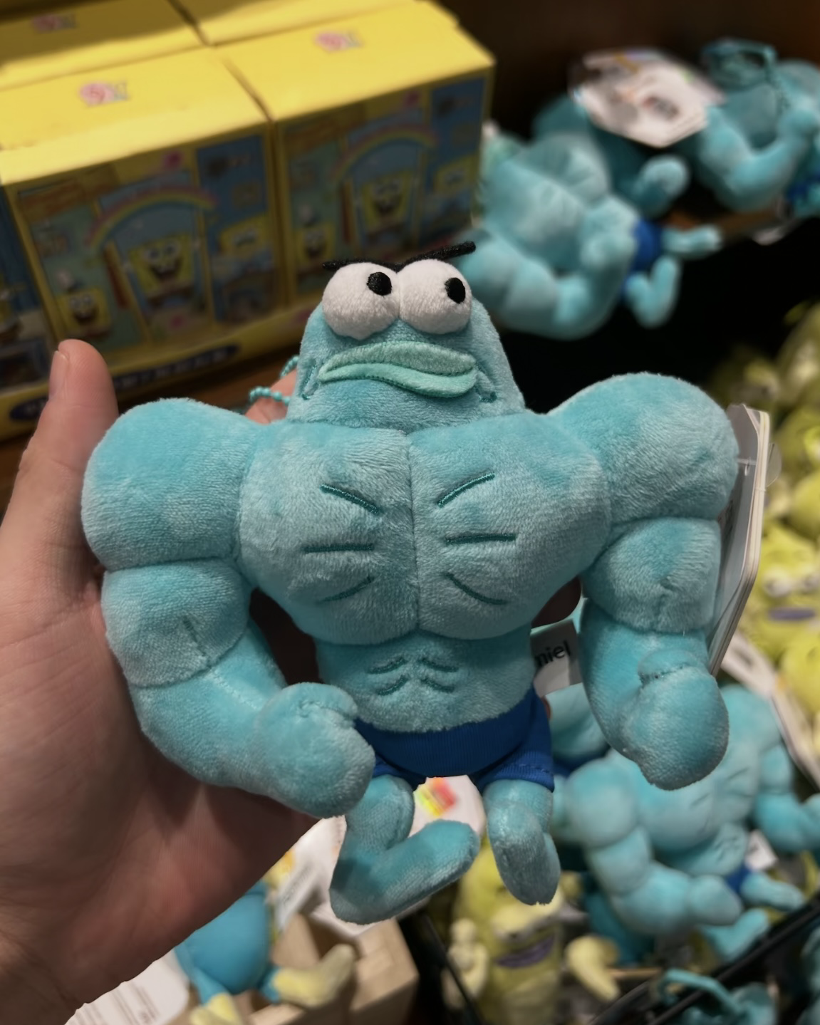 正版授權海綿寶寶 比奇堡 肌肉路人魚 苦GYM甘來 毛絨吊飾 挂件