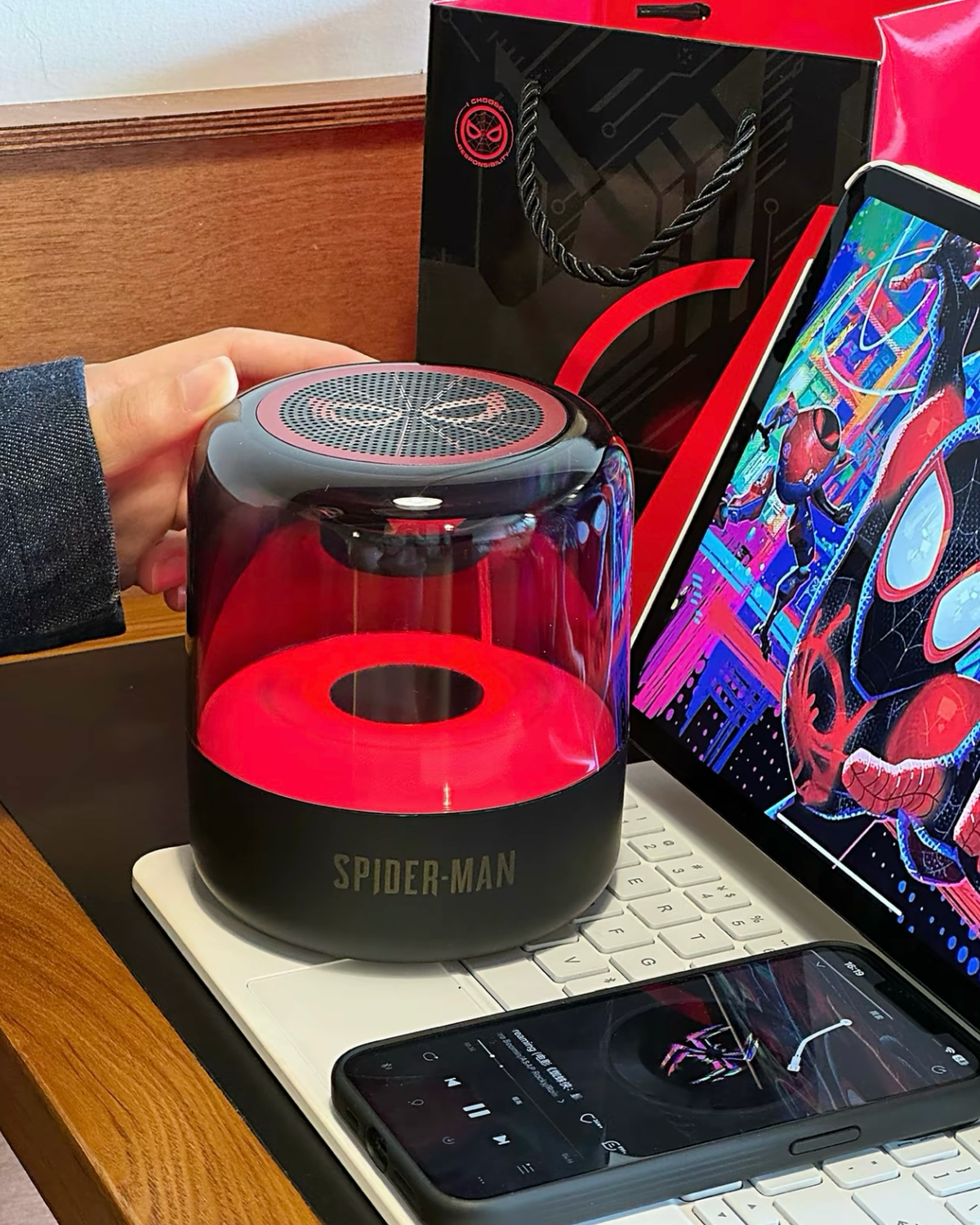 正版授權 MARVEL 漫威 蜘蛛人 炫彩 立體環繞 無線藍牙音響 禮盒組