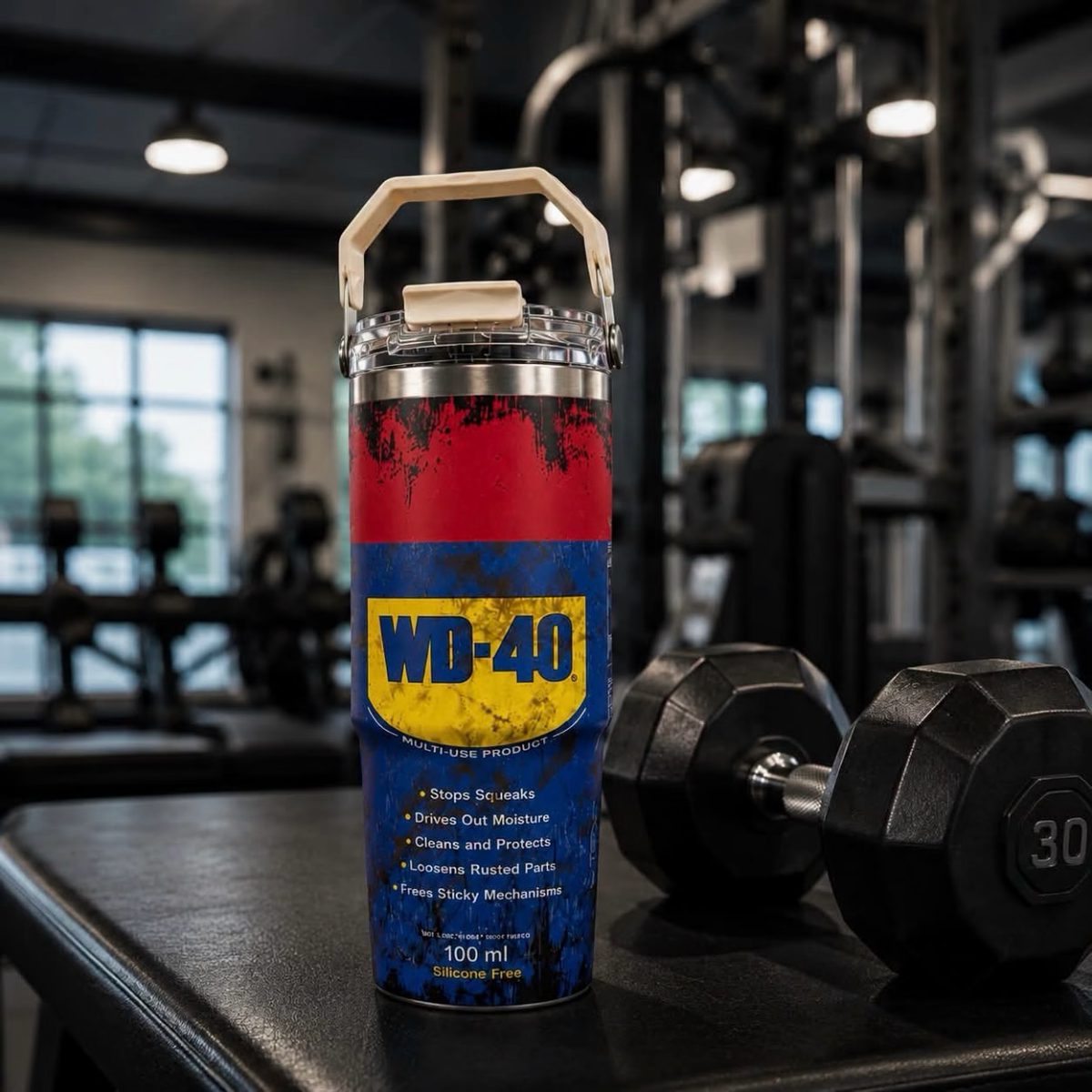 WD-40造型 作舊 手提保溫杯 雙飲杯 不锈鋼 850ml