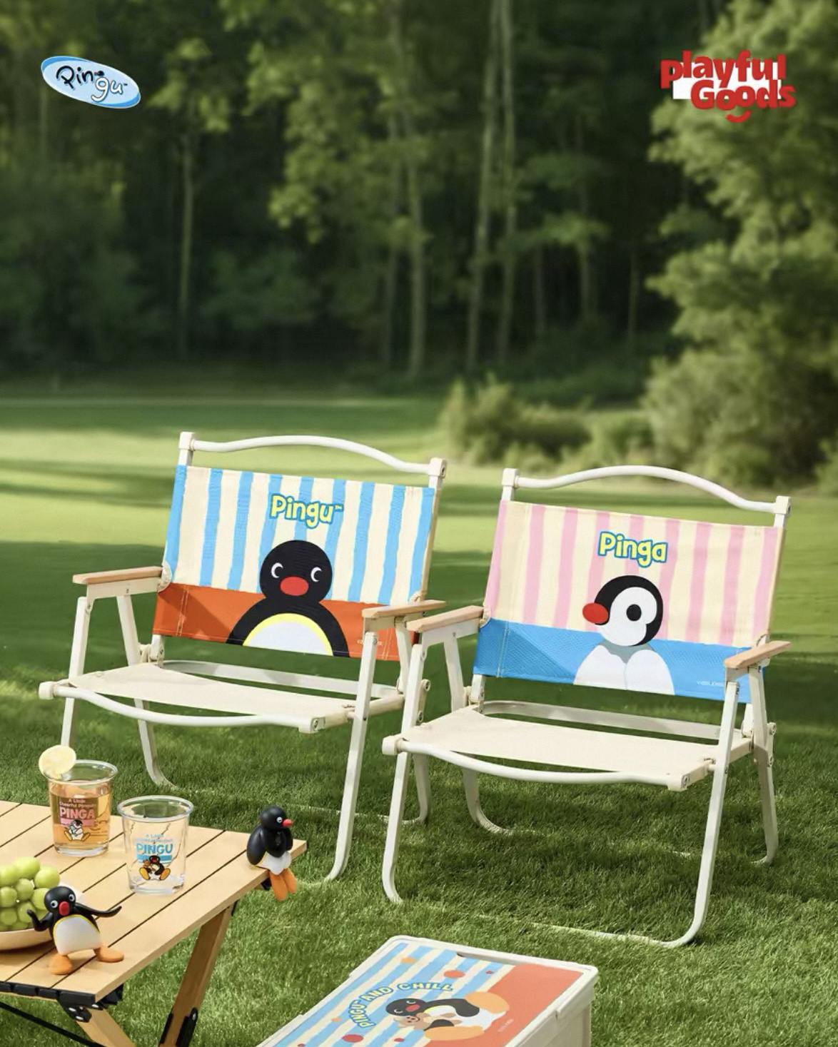 正版授權PINGU 企鵝家族 克米特椅 露營 摺疊椅