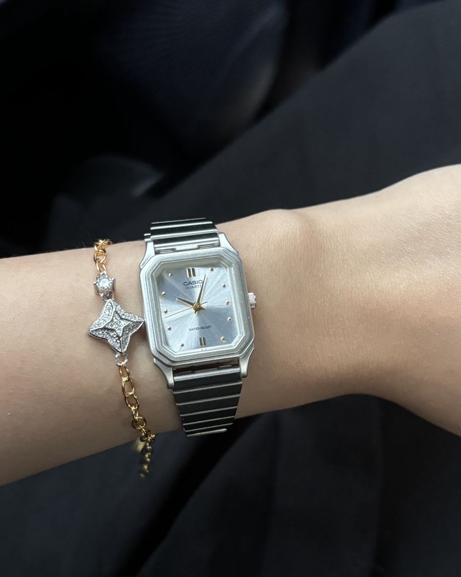 CASIO 卡西歐 VINTAGE系列 不锈鋼小方塊 銀色 復古 石英機芯 女錶