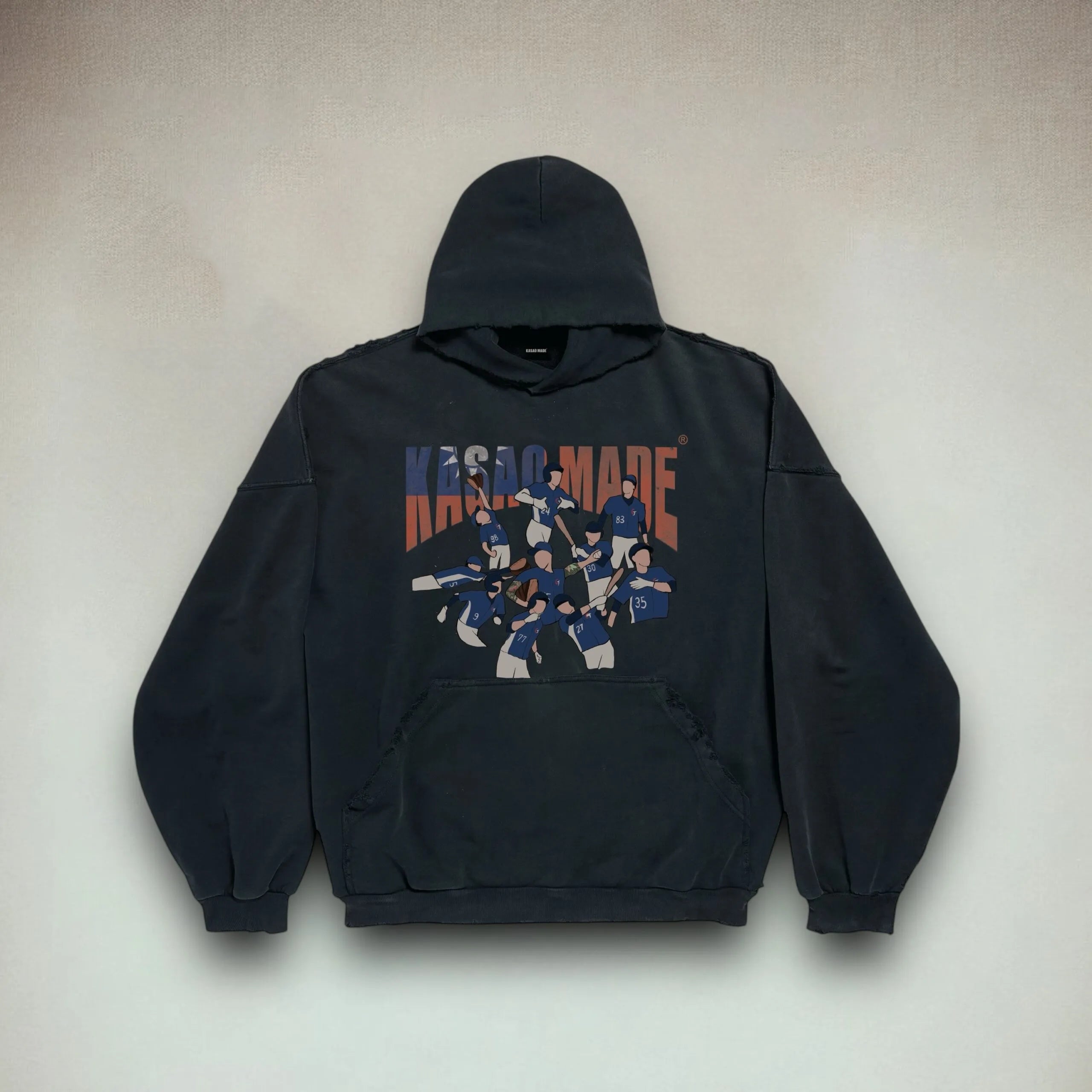 𝗞𝗔𝗦𝗔𝗢 𝗠𝗔𝗗𝗘®︎ FW24 “Champion’s Legacy” Hoodie Washed Dark Navy (預購需等待四周到貨，商品為手工製作耗時較久）