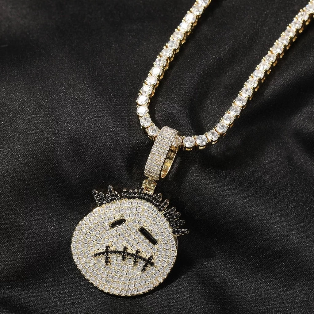 Travis Scott 鬼臉鋯石不鏽鋼項鍊