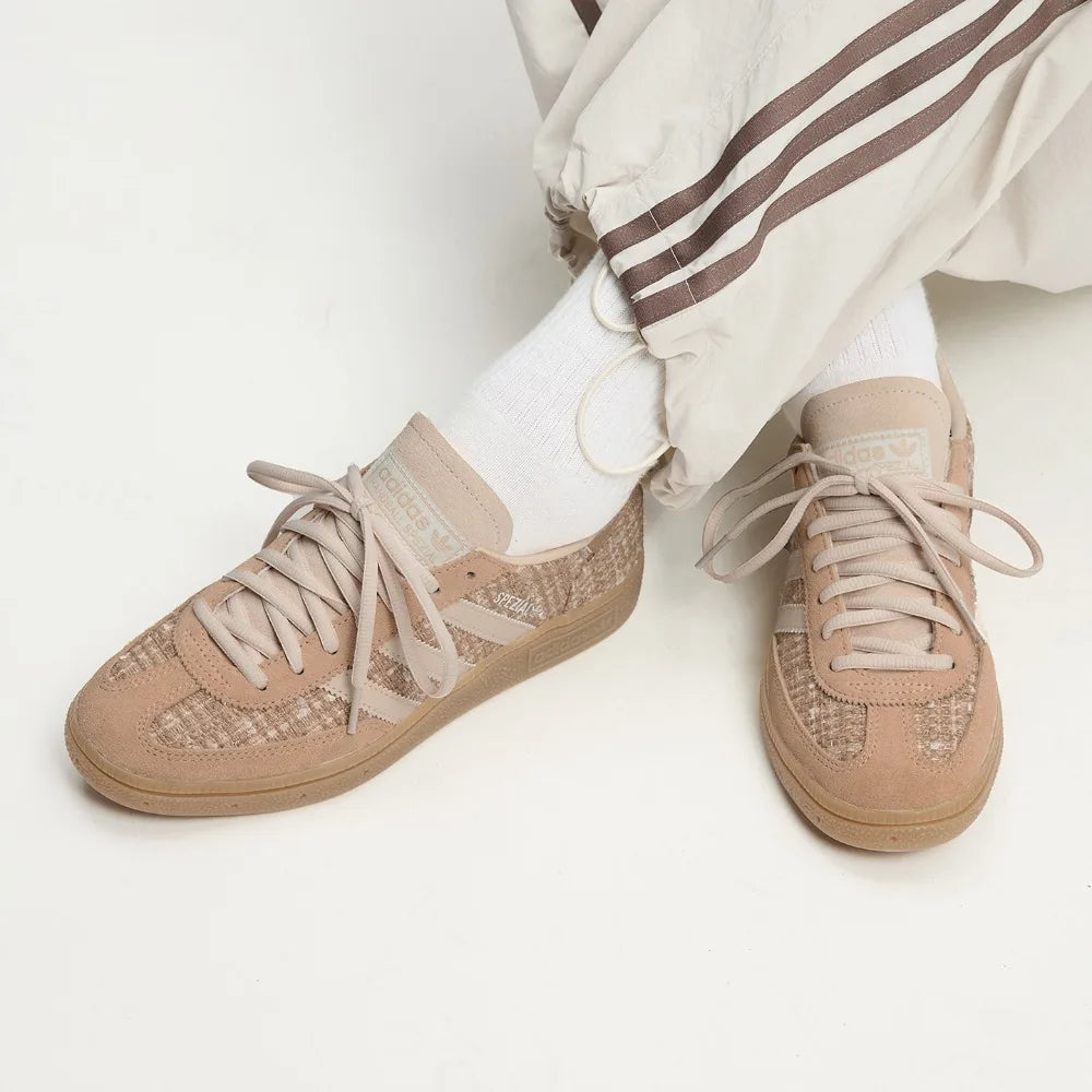 adidas HANDBALL SPEZIAL 麂皮杏色 格紋小香風 JR4504