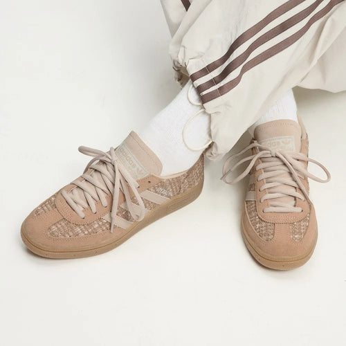 adidas HANDBALL SPEZIAL 麂皮杏色 格紋小香風 JR4504