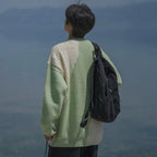 SeanHeart 美式復古類貂毛毛衣 撞色 提花 寬鬆慵懶風格 冬季 男女同款
