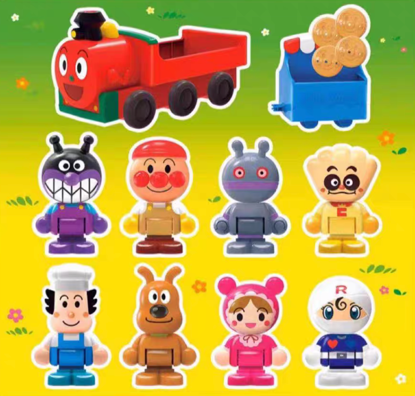ANPANMAN 麵包超人蒸汽小火車角色積木 玩具 公仔