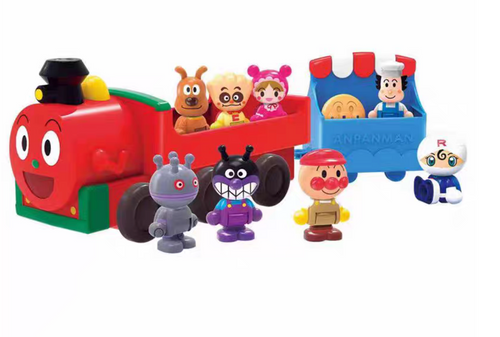ANPANMAN 麵包超人蒸汽小火車角色積木 玩具 公仔