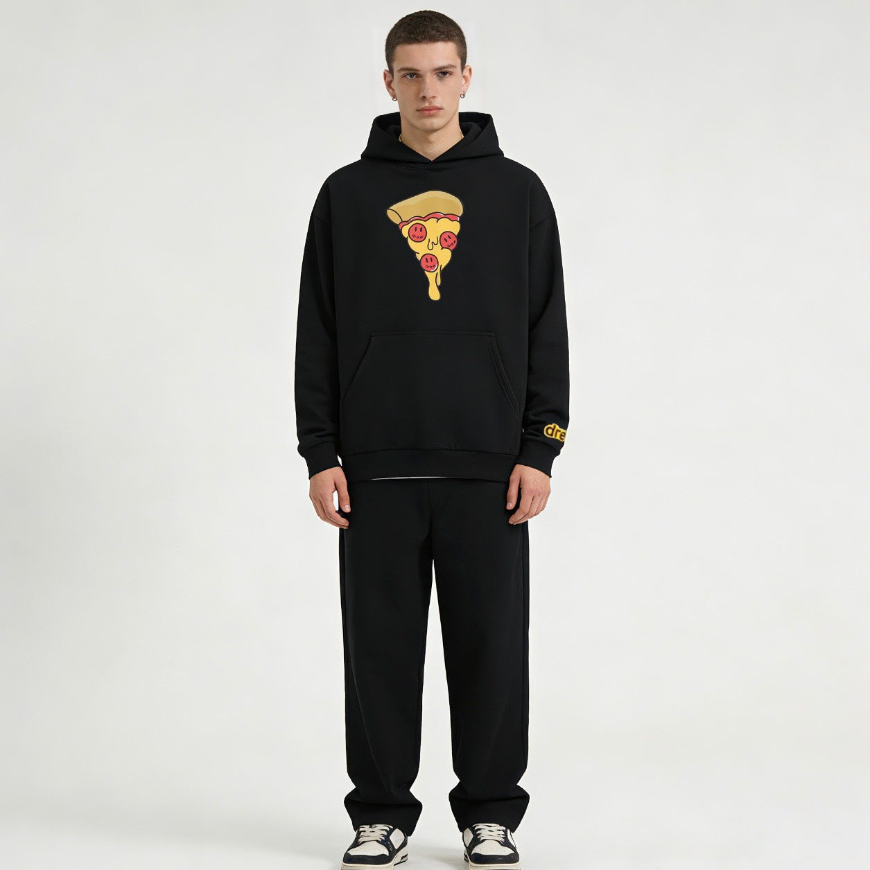 DREW HOODIE 帽T PIZZA 黑色 DH-HJ2520-PZBL（現貨）
