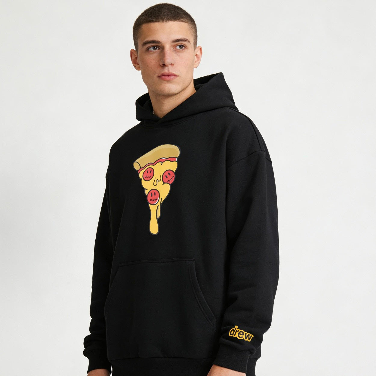 DREW HOODIE 帽T PIZZA 黑色 DH-HJ2520-PZBL（現貨）