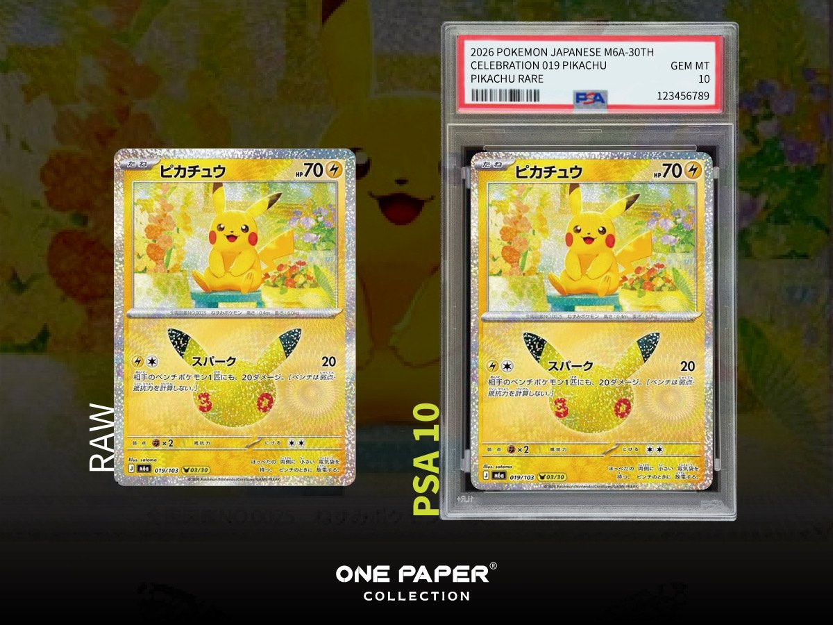 ピカチュウ 019/103 送鑑前與 PSA 10 成品對比